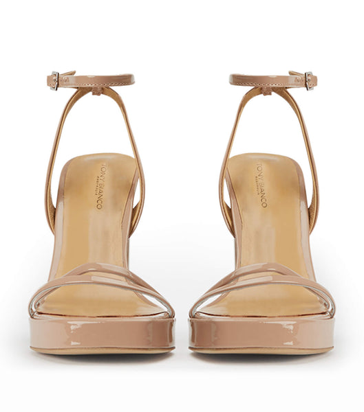 Beige Tony Bianco Dandy Coco Patent 11.5cm Block Heels | PHXBR59005
