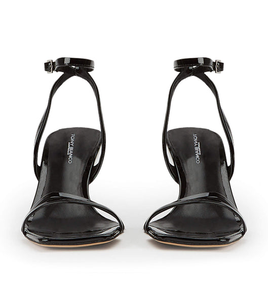 Black Tony Bianco Camelia Black Patent 8.5cm Strappy Heels | LPHSX74339