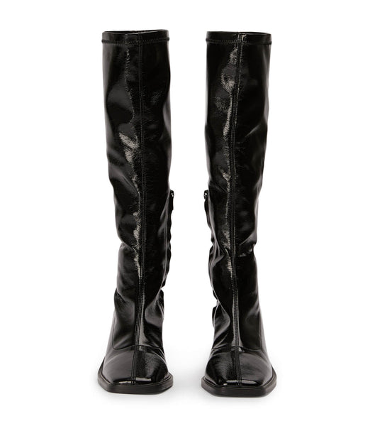Black Tony Bianco Damon Black Crinkle Patent 7.5cm Knee High Boots | MPHFT50148