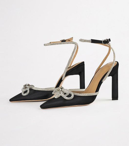 Black Tony Bianco Elsie Black Satin 10.5cm Stiletto Heels | BPHSD59982