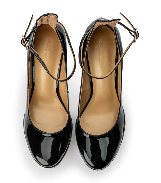 Black Tony Bianco Jaguar Black Patent 14cm Block Heels | PHCIF59515