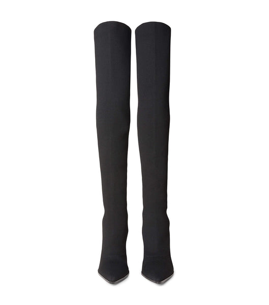 Black Tony Bianco Kori Black Sock Knit 9.5cm Stretch Boots | PHDFL65267