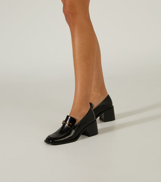 Black Tony Bianco Livia Black Hi Shine 6.5cm Loafers | UPHND86919