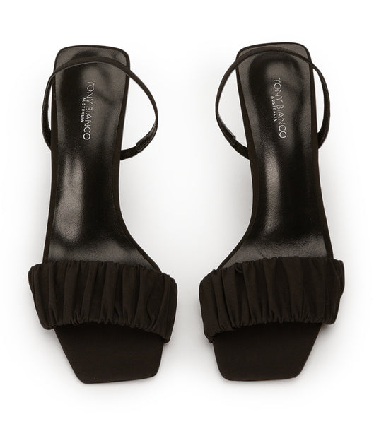 Black Tony Bianco Nixon Black Crepe 10.5cm Event Heels | BPHSD69318