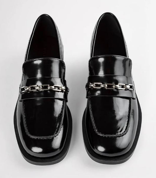 Black Tony Bianco Rebecca Black Hi Shine 2.5cm Loafers | BPHSO62731
