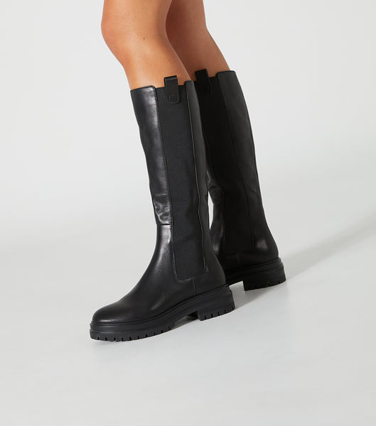 Black Tony Bianco Winx Black Venice 4.5cm Knee High Boots | EPHVG83629