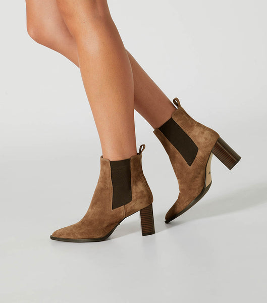 Brown Tony Bianco Piston Saddle Suede 7.5cm Heeled Boots | ZPHNQ80721