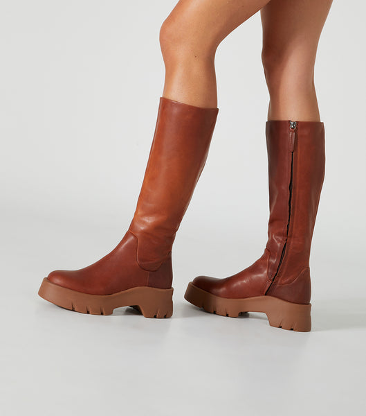 Brown Tony Bianco Rage Cognac 5.5cm Knee High Boots | PHXMI19041