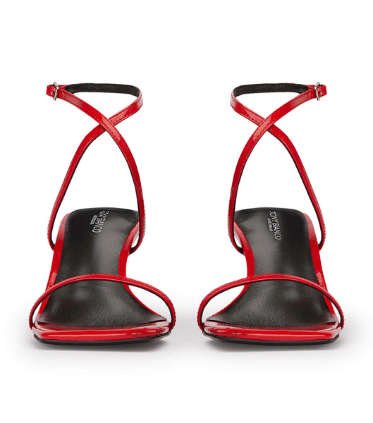 Deep Red Tony Bianco Axent Scarlet Patent 6.5cm Strappy Heels | APHDF44476