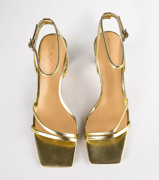Gold / Metal Tony Bianco Corso Gold Nappa Metallic 8.5cm Strappy Heels | QPHWA96458