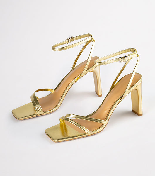 Gold / Metal Tony Bianco Corso Gold Nappa Metallic 8.5cm Strappy Heels | QPHWA96458