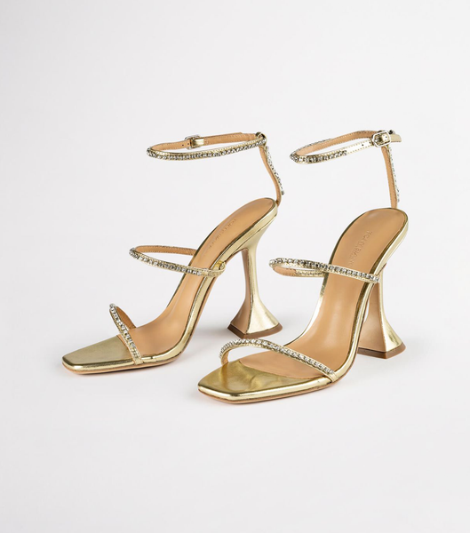 Gold / Metal Tony Bianco Skye Gold Nappa Metallic 10.5cm Strappy Heels | PHDFL85310