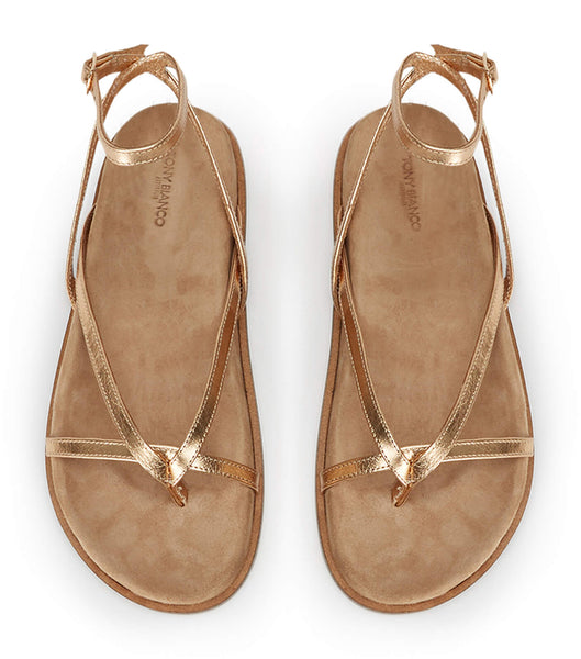 Gold Tony Bianco Lucie Antique Gold Nappa 1.5cm Sandals | PHDYB78209