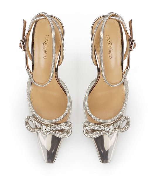 Grey Tony Bianco Eros Clear Vinylite/Gunmetal Shine 10.5cm Bling Heels | PHXMI42284