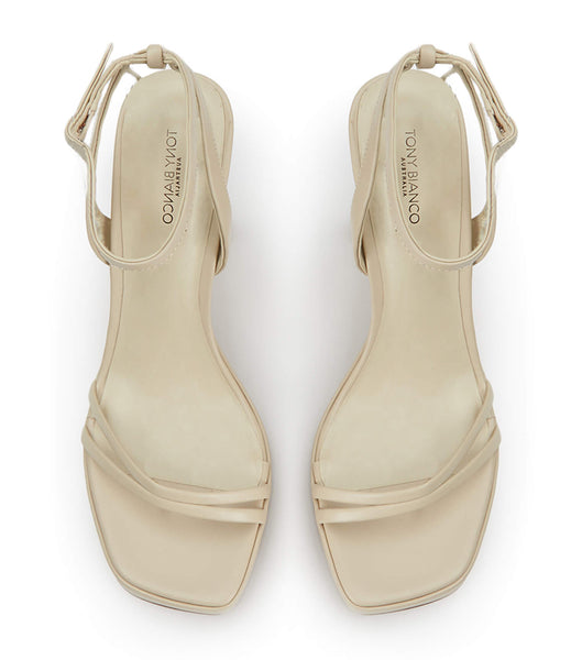 Light Yellow Tony Bianco Dandy Vanilla Capretto 11.5cm Block Heels | PHIIZ81824