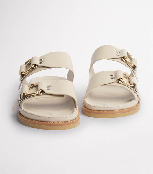 Light Yellow Tony Bianco Hunter Vanilla Capretto 3.5cm Slides | PHCVG25018