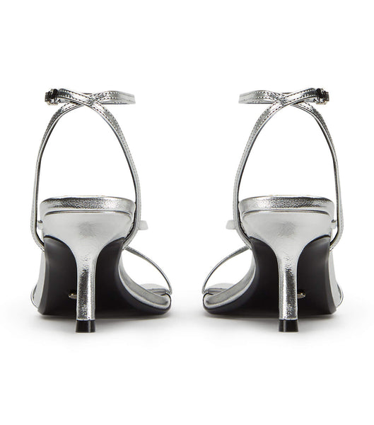 Silver Tony Bianco Avi Silver Foil 6.5cm Strappy Heels | PHQCS93005