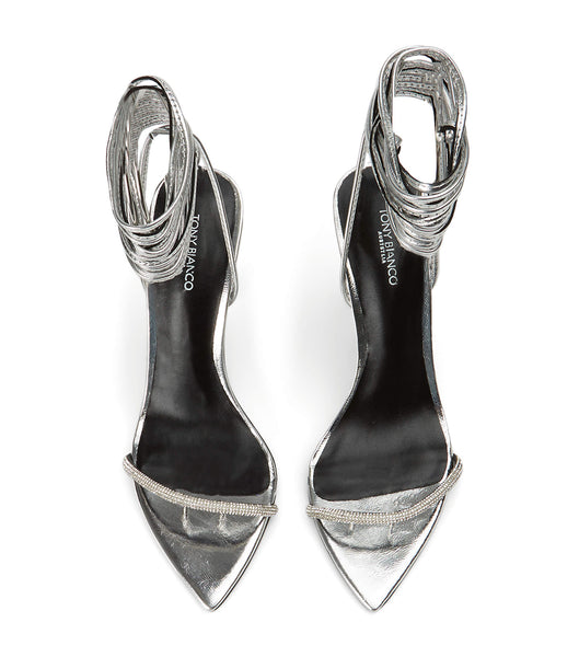 Silver Tony Bianco Makai Silver Foil 10.5cm Stiletto Heels | GPHUC23918