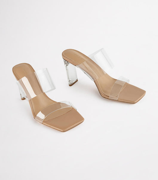 Skin Color Tony Bianco Chicago Clear Vinylite/Skin Nappa 8.5cm Low Heels | XPHGW48356