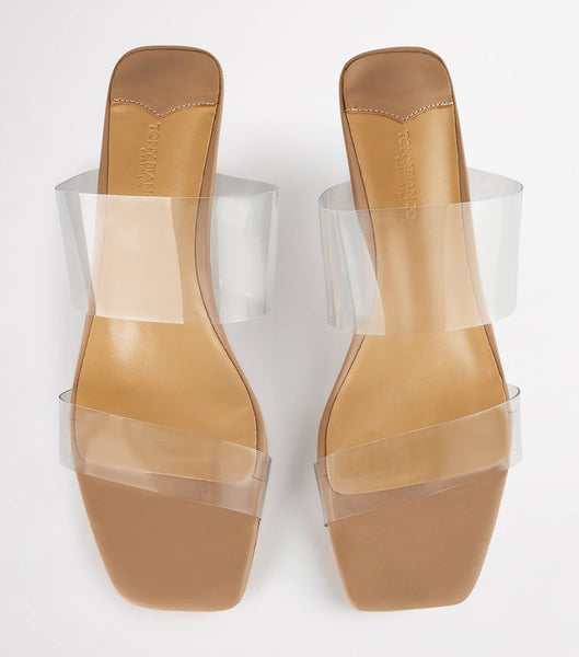 Skin Color Tony Bianco Sabelle Clear Vynalite/Skin Capretto 6.5cm Low Heels | FPHUI18783