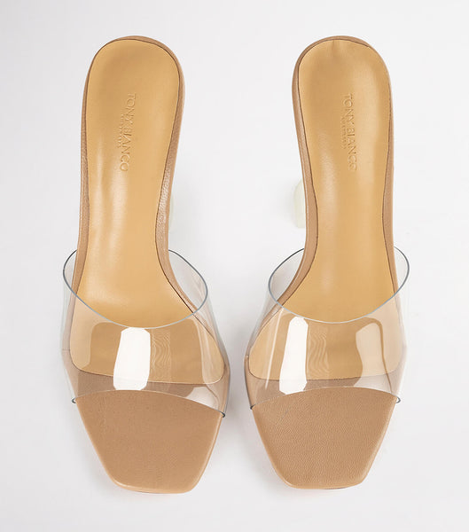 Skin Color Tony Bianco Serri Clear Vinylite/Skin Nappa 10.5cm Bling Heels | PHICD15928