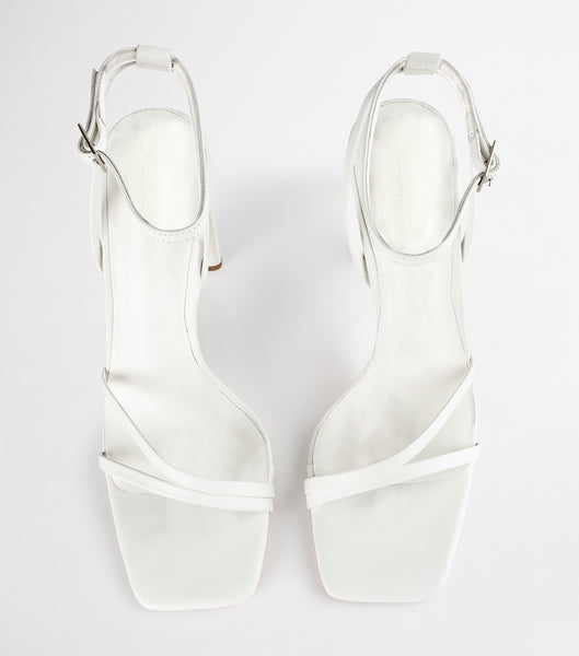 White Tony Bianco Fiance Milk Capretto 11cm Strappy Heels | PHCVG43035