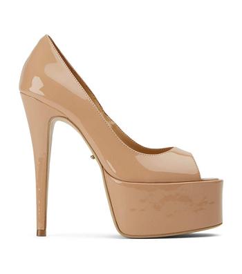 Beige Tony Bianco Jolee Nude Patent 15cm Platform Shoes | PHZPD29822