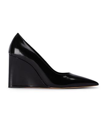 Black Tony Bianco Dolly Black Hi Shine 9.5cm Wedges | ZPHMJ66510