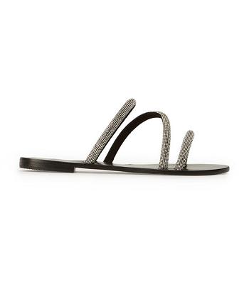 Black Tony Bianco Fusion Crystal/Black Suede 1cm Slides | DPHVO95254