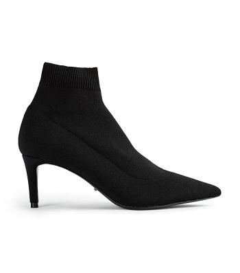 Black Tony Bianco Gwen Black Sock Knit 6.5cm Ankle Boots | DPHKV92921