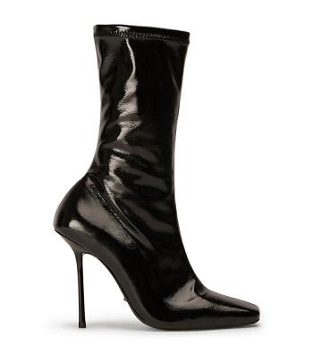 Black Tony Bianco Remie Black Crinkle Patent 10.5cm Ankle Boots | XPHBH32765