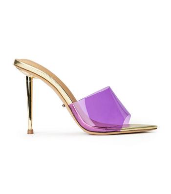 Purple / Gold Tony Bianco Mylo Purple Vinylite/Gold 10.5cm Event Heels | XPHBH65111